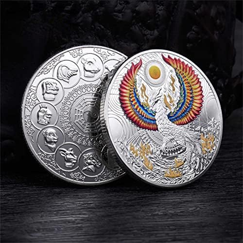 Нов Феникс Секуларен пламен на птици бог БИДЕР Комеморативна монета Зодијак Медалјон Креативен сувенир Среќа модна модна играчка украси