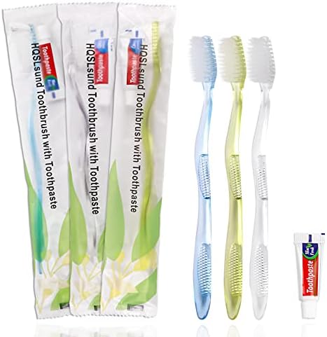 Четири за заби за еднократна употреба на HQSLSund со паста за заби, индивидуално завиткани, рачна за еднократна употреба за заби за заби за