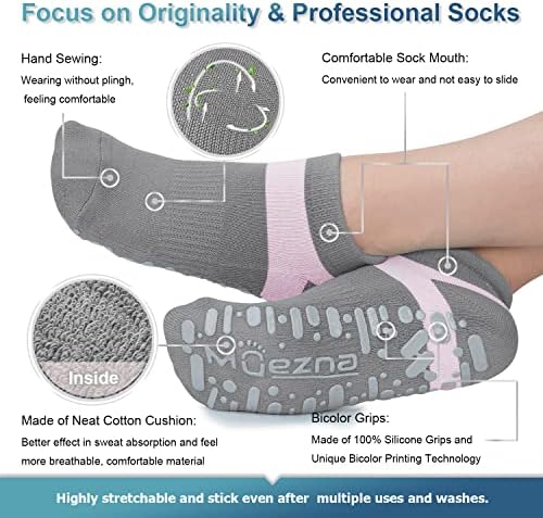 Muezna не лизга јога чорапи за жени, анти-лизгачки пилатес, баре, болнички чорапи со костец, големина 5-10