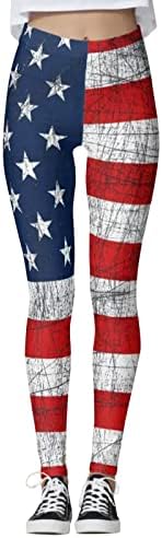 Плус Големина Обични Јога Панталони За Жени Американско Знаме Растегливи Панталони За Вежбање Високи Хеланки За Кревање Задник Подароци