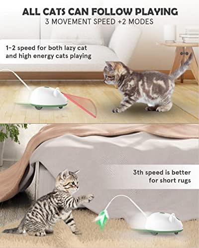 Автоматски играчки за глувци со мачки со 4-во-1, интерактивни играчки за мачки за мачки во затворен простор, електрични играчки за