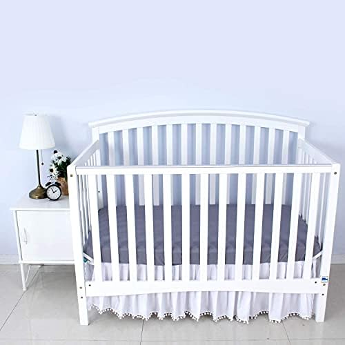 Креветче за креветчиња 2 пакувања опремени за стандардно креветчето бело и сиво со сатенско дете дете за дете од 2 пакувања бело