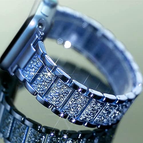 YGTIECS компатибилен со Apple Watch Band 41mm 40mm 38mm жени, фустани Apple Watch Band Bling Diamond, лесна и лесна прилагодлива нараквица за Iwatch Band Series 8 7 6 5 4 3 2 1 SE - Blue - Blue