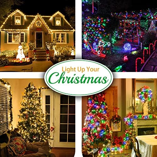 Божиќни светла на отворено, 394ft 1000 LED LED боја што се менуваат во боја, чиста жица со 11 режими и далечински, UL наведен за Божиќна дворско