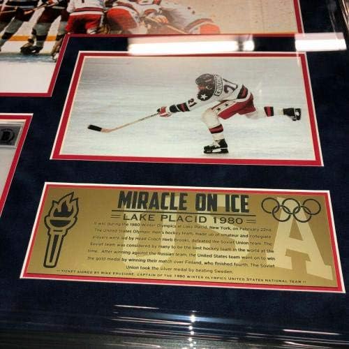 Мајк Ерузионе потпиша 1980 година Чудо на мраз Тим САД, врамен златен медал БАС - Автограмски олимписки билети