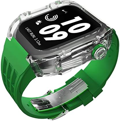 Dyizu Транспарентен Часовник Случај+Бенд,за Apple Watch 8 7 45mm Гумени Модификација Комплет за Iwatch Серија 6 SE 5 4 44MM Спортски