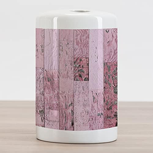 Држач за керамички четкички за заби од дрво Амбесон, пастелни розови рустикални штици Испарлив изглед штала куќа куќа тема, декоративна разноврсна