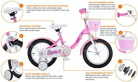 Велосипед за девојчиња Royalbaby Chipmunk, 14 16 18 инчи детски велосипед со велосипеди за циклуси на девојчиња од 3-9 години со тркала