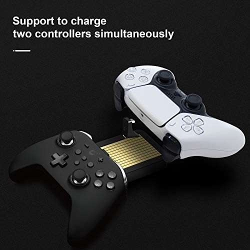 Charger PS5 DualSense Controller, Gulikit го надгради PlayStation 5 Station Station Dock со LED индикатор, безбедносна чипс заштита, двоен USB тип Ц брзо полнење, за контролор на Sony DualSense