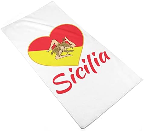 Знаме на Сицилија - Сицилијански Тринакрија рачни крпи лице и миење на телото меки меки за миење садови со слатки печатени за кујна за бања