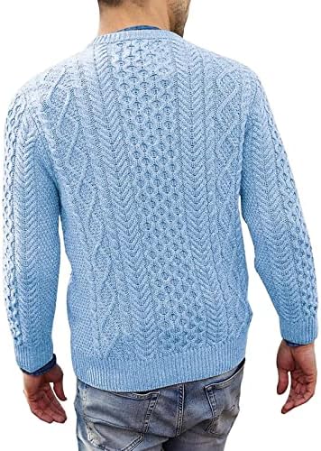 Џемпер за мажи, машки џемпер солиден моден тркалезен врат со долг ракав плетен врв