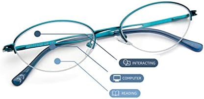 Лиансан Овални Прогресивни Мултифокус Очила За Читање За Жени Метална Рамка Ретро Сина Светлина Што Ги Блокира Читателите Со Пролетна Шарка
