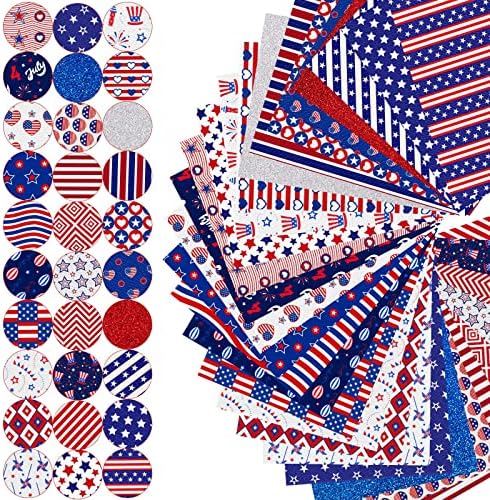 30 Парчиња Американско Знаме Листови Од Вештачка Кожа Сјај Ѕвездена Лента Вештачка Четврти јули кожен Лим Патриотска Синтетичка
