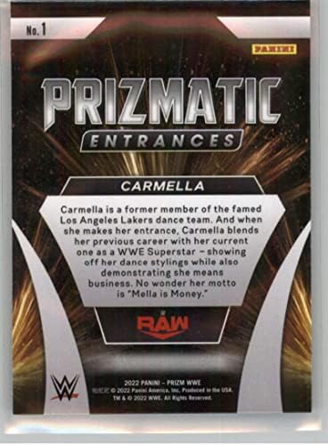 2022 Panini Prizm WWE Prizmatic Влезови #1 Carmella Raw Official World Wrestling Carting Carding Card во сурова состојба