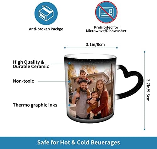 Прилагодени чаши за кафе со ваш сопствен текст, персонализирана кригла чувствителна на топлина, за семејно роденденско свадбено сувенир