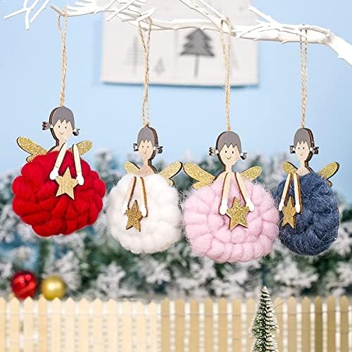 Божиќна декорација волна дрвена насликана Божиќна ангелска другар за украси за украси