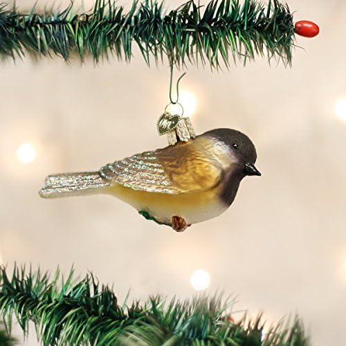 Колекција за набудувачи на божиќни птици за стариот свет, стакло разнесени украси за елка црно-опкружена пикада