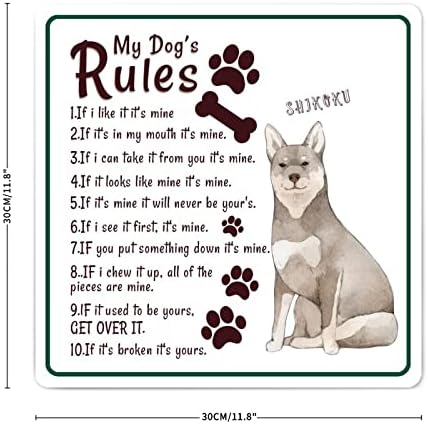 Алиојоит Смешно Метално Куче Потпишете Ги Правилата На Моето Куче Античка Закачалка За Врата За Кучиња За Миленичиња Метален