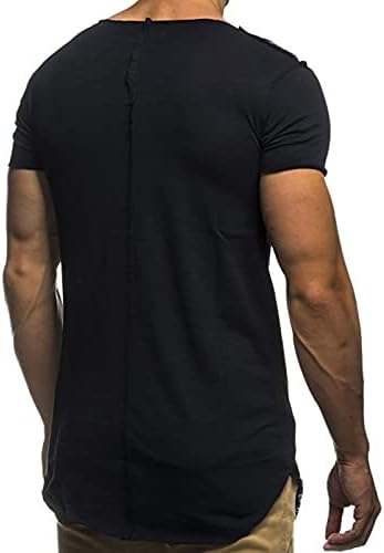 Машки мускулни маици се протегаат кратки ракави против бодибилдинг на вратот Атлетски маички кошула стилски тенок вклопат обични маички