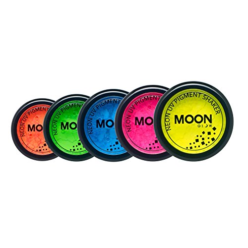 Сјај на месечината - Blacklight Neon UV Pigment Shaker 0,1oz сет од 5 - сјајно светло под црните светла/УВ осветлување! Користете на