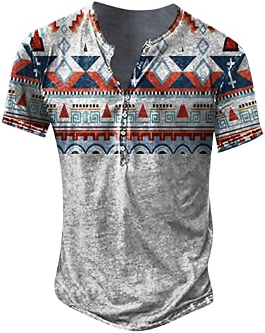 2023 Ацтеки Западни етнички кошули со етнички маички преголеми копче нагоре маици Тенок фит графички маички кратки ракави летни врвови