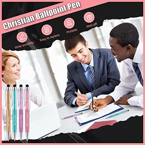 12 парчиња христијански топчести пенкала Смешни смајли канцелариски пенкала живописни инспиративни цитати на екран допир стилус пенкало