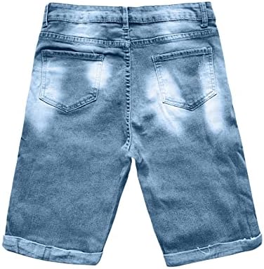 Шорцеви за шорцеви за машки шорцеви на РТРДЕ искинаа потресени тексас -шорцеви со скршени дупки со шорцеви од фармерки