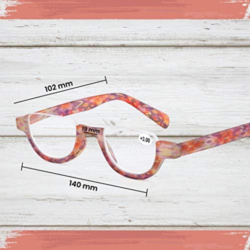 Optix 55 очила за читање жени | 3 пакувања модни читатели на половина месечина рамка со пролетна шарка