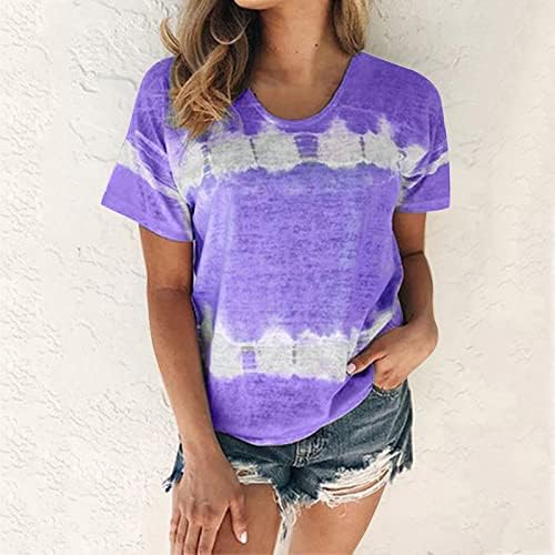Виолетова јуниори чамец вратот маички за бранч на врвови, графички кратки ракави, плус големина архаични шарени летни есен маици cr