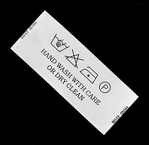Етикети за печатење на печатени ткаенини пред исечени ткаенини миење на рацете, не белило, едно точко железо, суво чистење - пакет на APPX 2000