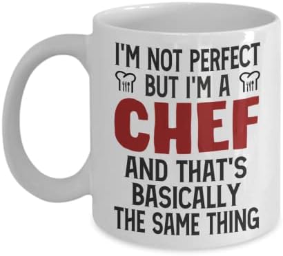 Смешен подарок за готвач | Јас не сум совршен, но јас сум кригла со кафе за готвачи | Идеја за подароци за готвачи мажи и жени | Смешен готвач