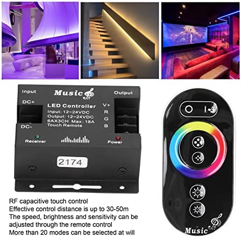 Контролер на LED RGB Music Touch, RF капацитивен контрола на допир, над 20 режими за избор, LED контролер за разни постојан напон RGB светла