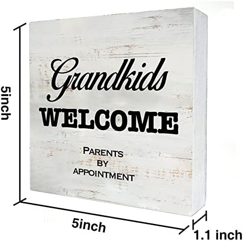 Внуци ги поздравуваат родителите со закажување дрво кутија знак рустикален дрвен кутија знак фарма куќа за домашна биро за полица, декор, баби и дедовци, подарок