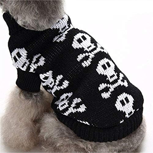 С -животинг череп куче џемпер одморен Ноќта на вештерките Божиќно миленичиња облека мека удобна облека за кучиња - црна, XL