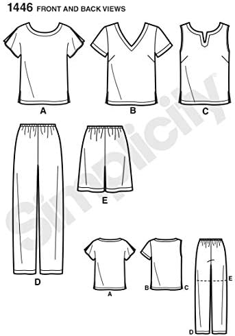 Едноставност 1446 Лесно да се шие женска кошула, панталони и шорцеви за шиење, големини 26W-32W