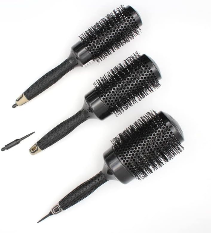 YFQHDD Професионален анти-статички чешел за коса со висока температура алуминиум железо тркалезен чешел 6 големина алати за коса четка за коса