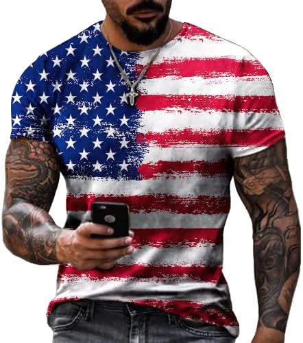 Патриотски американски дизајн на кратки ракави со машка маица со орел и знаме со знамето