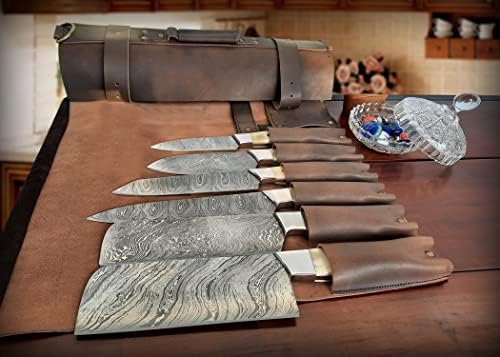 Аметист кожа нож торба, нож ролна комплет .готвач нож комплет професионални, нож ролна КОЖА готвач торба со 16 слотови за ножеви