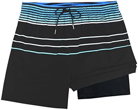 Qranss Mens Swim Trunks со компресија наредени 7 '' Shorts Shorts Sharts Brast Drywear Carts Boardshors со боксерски краток лагер