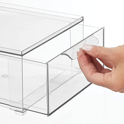 Mdesign Пластична стабилна организатор за складирање на бања Бин со фиока за извлекување за кабинет, суета, полица, шкаф, кабинет или