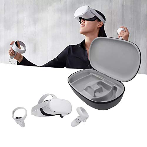 Носење кутија компатибилен со Oculus Quest 2 се-во-едно VR за контроли на слушалки за игри за заштита на кутии против притисок на тврда обвивка за сива боја сива （Случај са