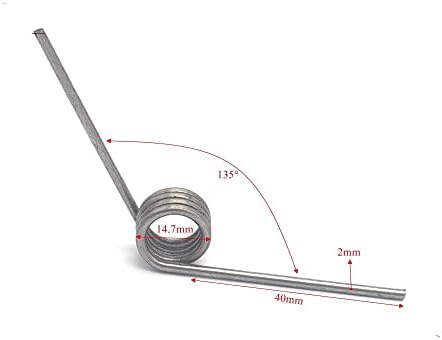 Mmlfx 2pcs торзија пролет 2мм дијаметар на жицата 135 степени 40мм нога долг