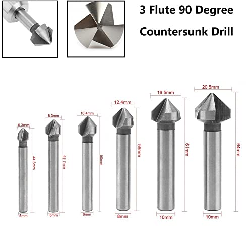 3 Флејт шалтерски бит за вежбање 90 степени алатки за комерција на комори 6.3-20,5мм зачувување на секач од дрво метал дупчење 1 парчиња