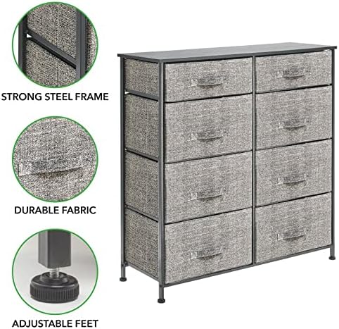 Mdesign 35.3 Висока челична рамка/дрво за складирање на мебел за мебел за складирање, 8 отстранливи фиоки за тенок ткаенина - Организатор