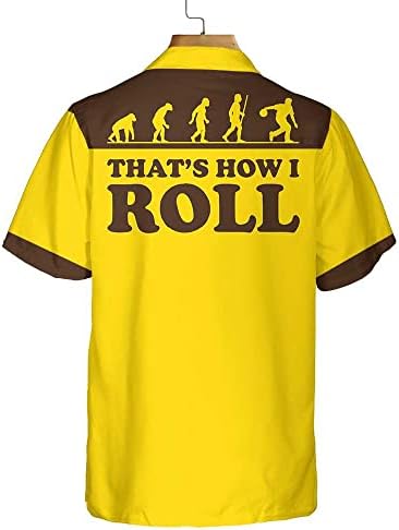 Така се тркалам во куглана еволуција Боуличка хавајска кошула, најдобар подарок за куглање за lубител на куглање 8, кошула на плажа Алоха,