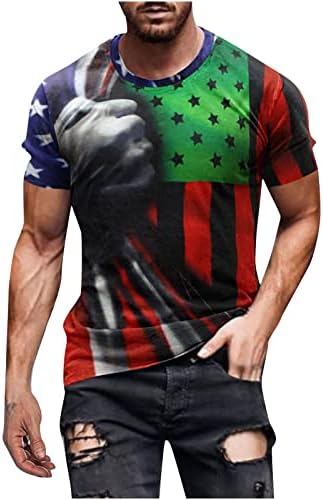 Lcepcy 1776 Американска кошула со знаме за мажи, маички со кратки ракави на вратот на екипажот, четврти јули, атлетски маички маички маички