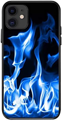 BLLQ Мека Силиконски Тенок Подарок Случај Компатибилен со iPhone 11 6.1, Пожар Пожар Дизајн Црна Случај Компатибилен со iPhone11 6.1 инчен Сино-Црна