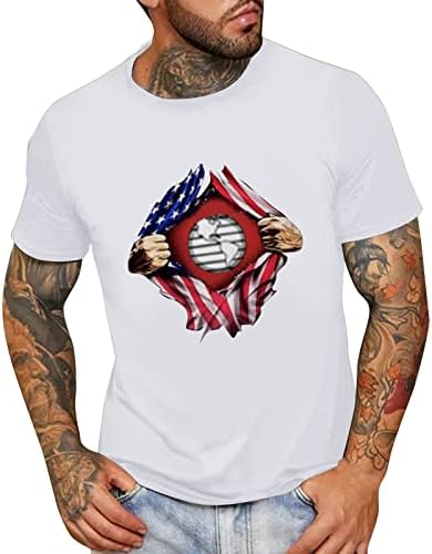 Машки маички за кратки ракави на HDDK, лето американско знаме за печатење на знамето, случајно лабава мода основни врвови