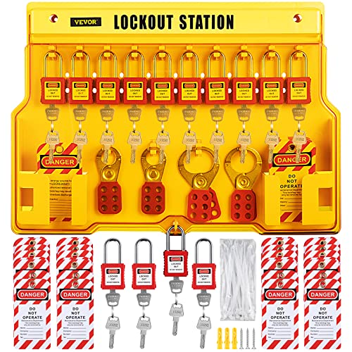 Vevor 58 PCS Lockout Tagout комплети, комплет за електротехника за безбедност вклучува лопчиња, станица за заклучување, HASP, ознаки и поштенски