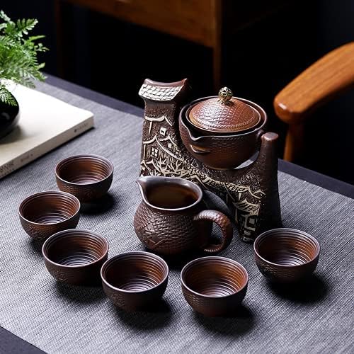 Традиционална керамичка лулка од типот мрзлив полу -автоматски чај сет креативна церемонија на чај од кунг фу фу.
